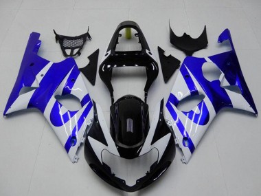 Carenagem Moto Suzuki GSXR 1000 2000-2002 - Branco Azul Preto Brilhante