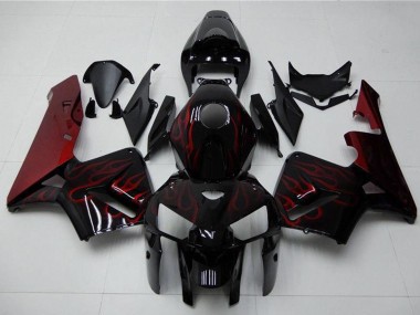 Kits Carenagem Moto Honda CBR600RR 2005-2006 - Preto Brilhante Vermelho Chama