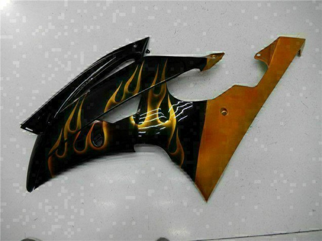 Carenagens Moto Yamaha YZF R6 2008-2016 - Preto Brilhante Ouro Chama