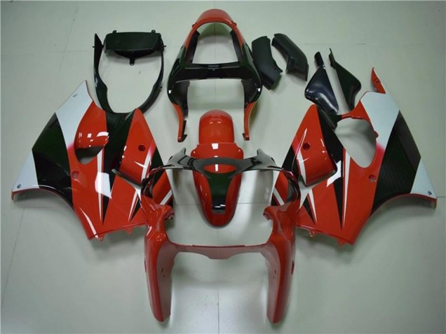 Carenagens Moto Kawasaki ZX6R 2000-2002 - Branco Vermelho Preto Brilhante