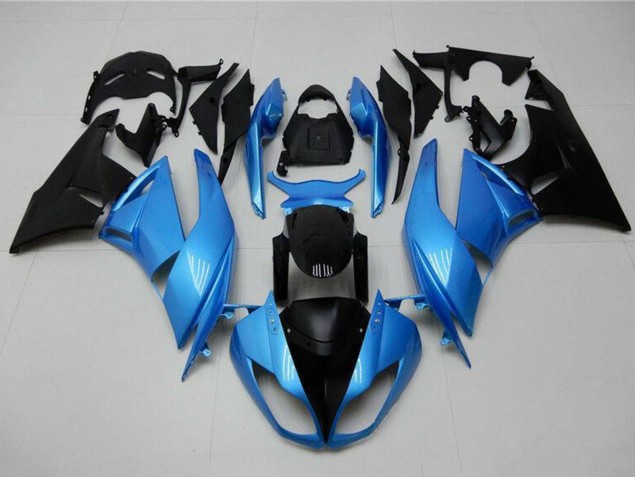 Carenagens Moto Kawasaki ZX6R 2009-2012 - Azul Claro Preto Brilhante