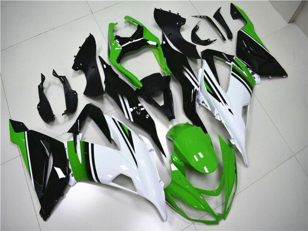 Carenagens Moto Kawasaki ZX6R 2013-2018 - Verde Branco Preto Brilhante
