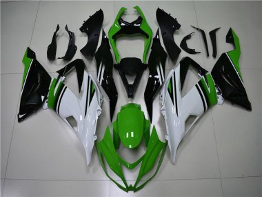 Carenagens Moto Kawasaki ZX6R 2013-2018 - Verde Branco Preto Brilhante