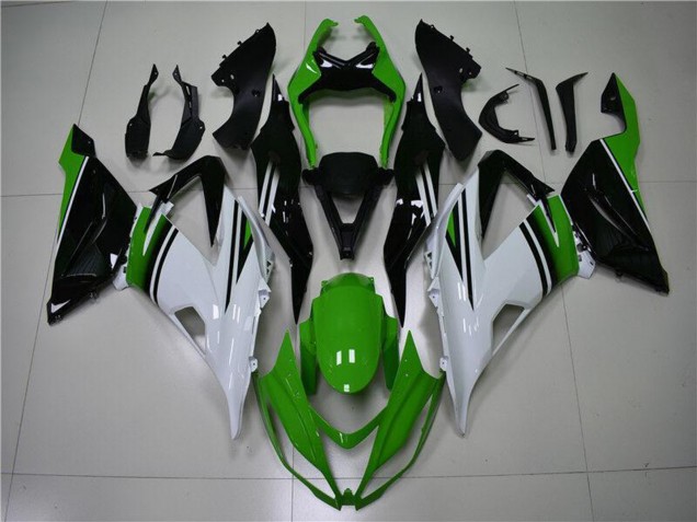 Carenagens Moto Kawasaki ZX6R 2013-2018 - Verde Branco Preto Brilhante