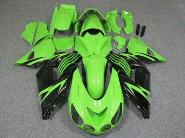 Carenagem Moto Kawasaki ZX14R ZZR1400 2006-2011 - Verde Preto Brilhante