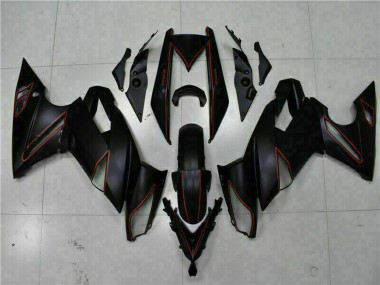 Carenagens Moto Kawasaki EX650 2009-2011 - Preto Fosco Vermelho Listra