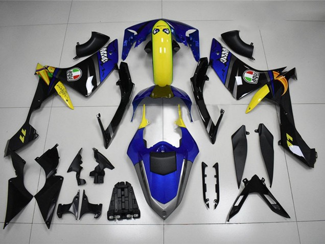 Carenagens Moto Yamaha YZF R1 2007-2008 - Azul Amarelo Preto Tubarão