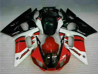 Carenagem Moto Yamaha YZF R6 1998-2002 - Branco Vermelho Preto Brilhante