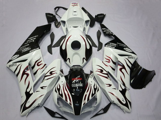 Carenagens Moto Honda CBR1000RR 2004-2005 - Branco Preto Brilhante Vermelho Chama