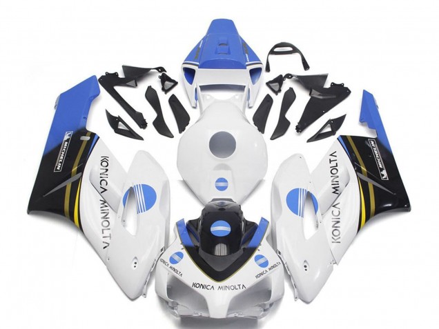 Carenagens Moto Honda CBR1000RR 2004-2005 - Branco Azul Claro Preto Brilhante Konica Minolta