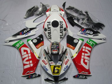Carenagens Moto Honda CBR1000RR 2012-2016 - Branco Vermelho Verde Givi PlayBoy