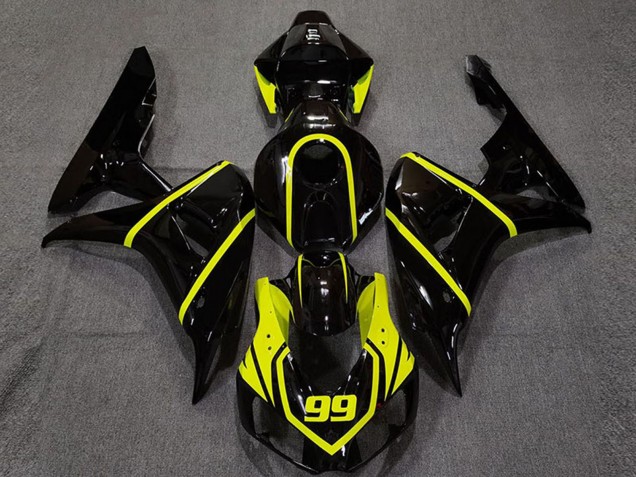 Carenagem Moto Honda CBR1000RR 2006-2007 - Preto Brilhante Alta Visibilidade Amarelo 99