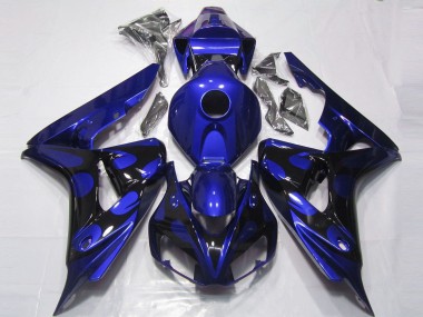 Carenagens Moto Honda CBR1000RR 2006-2007 - Azul Preto Brilhante Chama