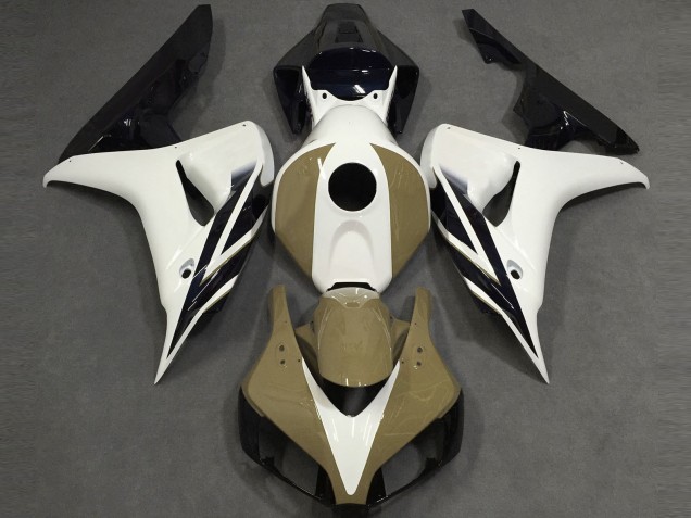 Carenagens Moto Honda CBR1000RR 2006-2007 - Branco Tan Preto Brilhante