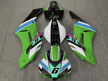 Carenagens Moto Honda CBR1000RR 2004-2005 - Branco Verde Azul Preto Brilhante 6