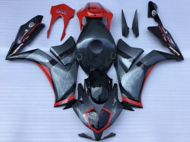 Carenagens Moto Honda CBR1000RR 2012-2016 - Cinzento Vermelho Preto Brilhante Estilo de Corrida