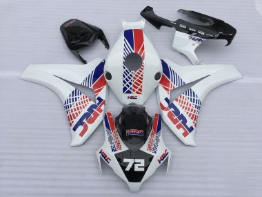Carenagens Moto Honda CBR1000RR 2008-2011 - Branco Azul Vermelho HRC 72