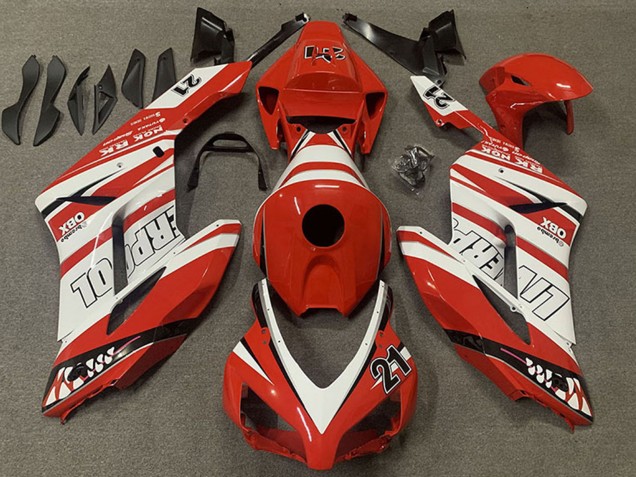 Carenagens Moto Honda CBR1000RR 2004-2005 - Branco Vermelho Liverpool 21