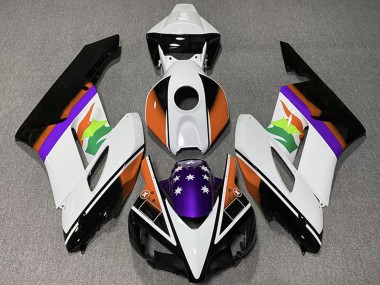 Carenagens Moto Honda CBR1000RR 2004-2005 - Branco Laranja Roxo Preto Brilhante Estrela