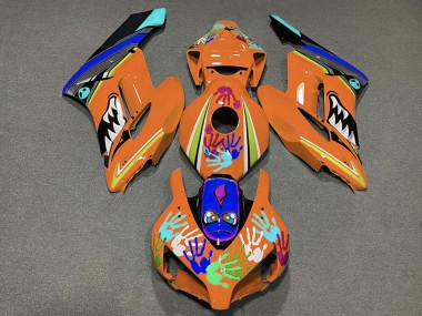 Carenagens Moto Honda CBR1000RR 2004-2005 - Laranja Azul Preto Tubarão