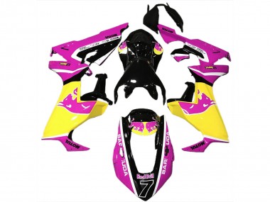 Carenagens Moto Honda CBR1000RR 2017-2023 - Rosa Amarelo Preto Brilhante Red Bull