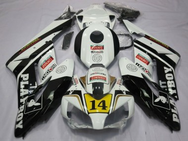 Carenagens Moto Honda CBR1000RR 2004-2005 - Branco Preto Brilhante Amarelo Playboy 14