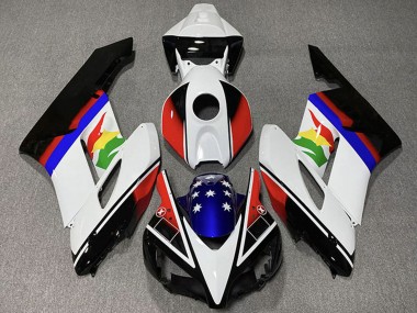 Carenagens Moto Honda CBR1000RR 2004-2005 - Branco Vermelho Azul Preto Brilhante Estrela
