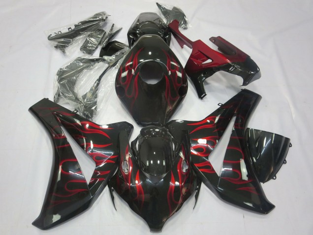 Carenagens Moto Honda CBR1000RR 2008-2011 - Preto Brilhante Vermelho Chama