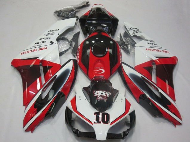 Carenagens Moto Honda CBR1000RR 2004-2005 - Branco Vermelho Preto Brilhante Sexy VIBE TECH