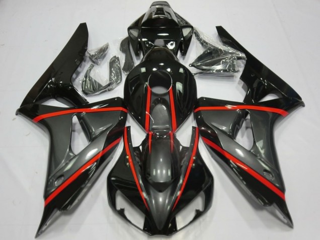Carenagens Moto Honda CBR1000RR 2006-2007 - Preto Brilhante Cinzento Vermelho