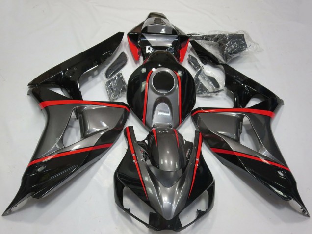 Carenagens Moto Honda CBR1000RR 2006-2007 - Cinzento Preto Brilhante Vermelho Listra