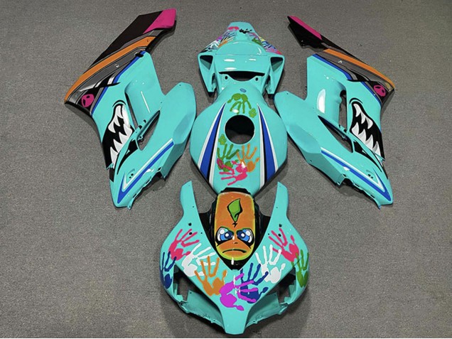 Carenagens Moto Honda CBR1000RR 2004-2005 - Azul Petróleo Laranja Rosa Preto Tubarão