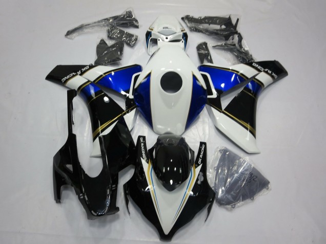 Carenagens Moto Honda CBR1000RR 2008-2011 - Branco Azul Ouro Preto Brilhante