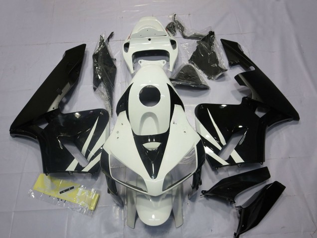 Carenagens Moto Honda CBR600RR 2005-2006 - Branco Preto Brilhante