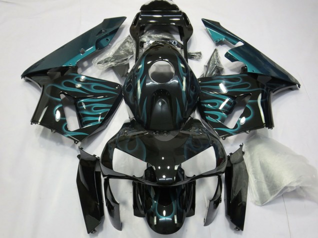 Carenagens Moto Honda CBR600RR 2003-2004 - Preto Brilhante Verde Chama