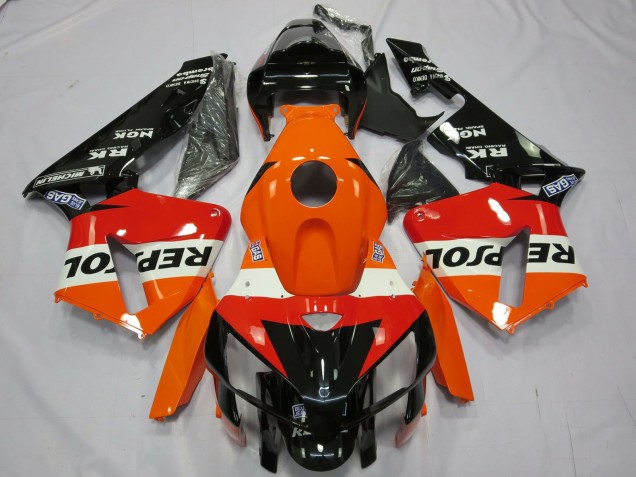 Carenagem Moto Honda CBR600RR 2005-2006 - Laranja Branco Vermelho Preto Brilhante Repsol