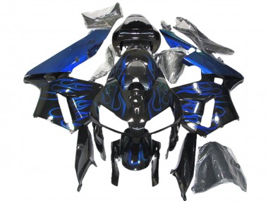 Carenagens Moto Honda CBR600RR 2005-2006 - Preto Brilhante Azul Chama