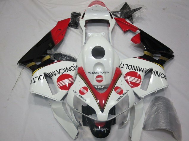 Carenagens Moto Honda CBR600RR 2003-2004 - Branco Vermelho Preto Brilhante Konica Minolta