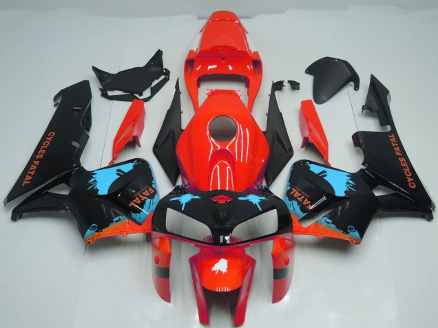 Carenagens Moto Honda CBR600RR 2005-2006 - Vermelho Azul Claro Preto Respingos
