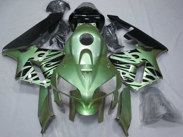 Carenagens Moto Honda CBR600RR 2005-2006 - Verde Claro Preto Chama