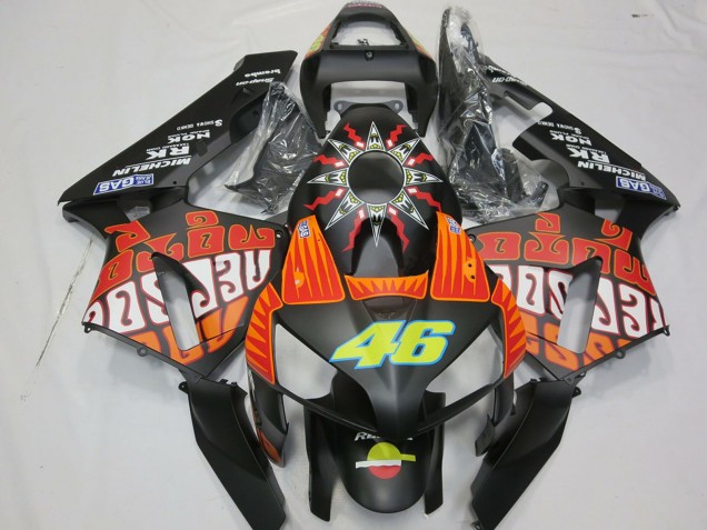 Carenagens Moto Honda CBR600RR 2003-2004 - Preto Fosco Laranja Amarelo Rossi 46