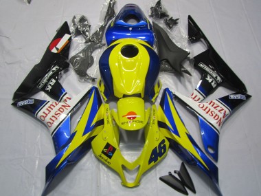 Carenagens Moto Honda CBR600RR 2007-2008 - Amarelo Azul Branco Preto Brilhante Nastro Azzurro