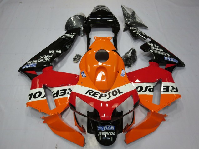 Carenagens Moto Honda CBR600RR 2003-2004 - Laranja Branco Vermelho Preto Brilhante OEM Estilo Repsol