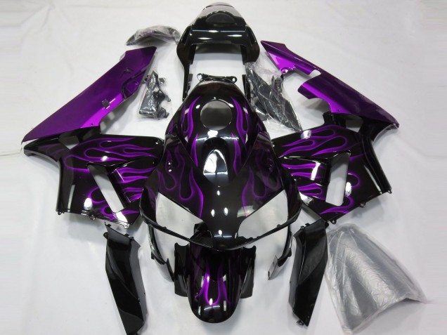 Carenagens Moto Honda CBR600RR 2003-2004 - Preto Brilhante Roxo Chama