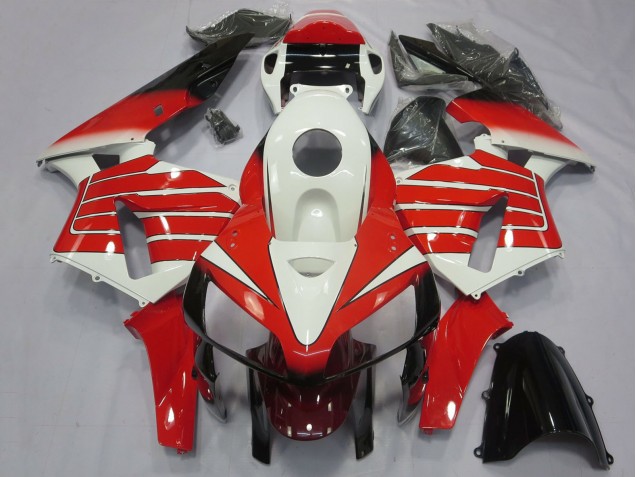 Carenagens Moto Honda CBR600RR 2005-2006 - Branco Vermelho Preto Large Listra