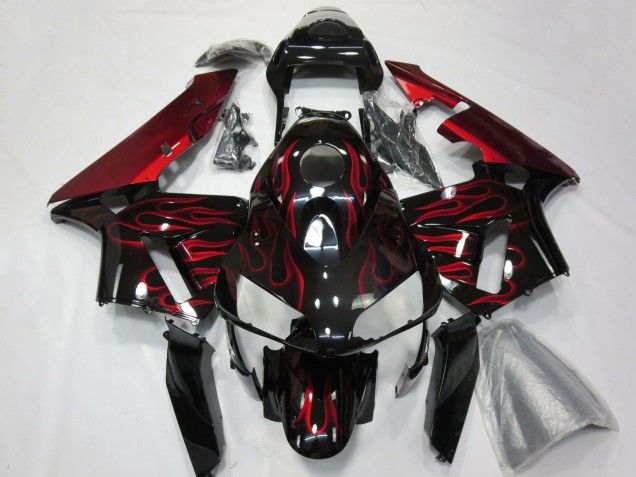 Carenagens Moto Honda CBR600RR 2003-2004 - Preto Brilhante Vermelho Chama