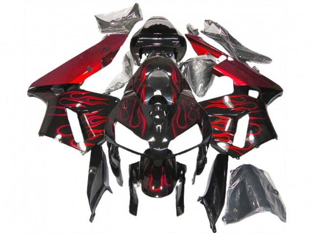 Carenagens Moto Honda CBR600RR 2005-2006 - Preto Brilhante Vermelho Chama