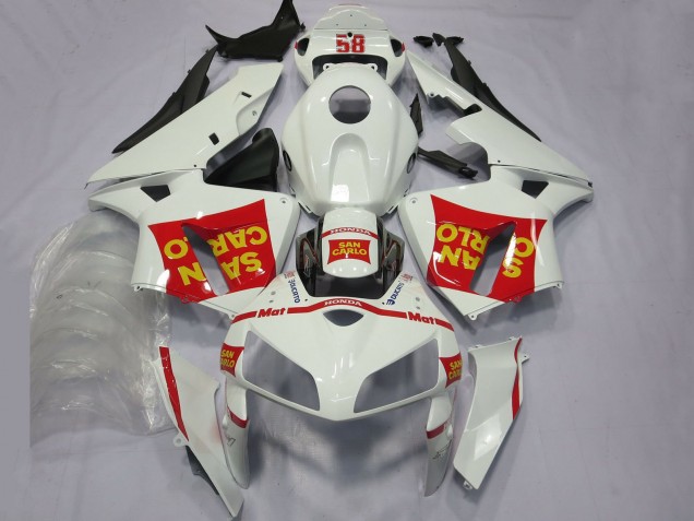 Carenagens Moto Honda CBR600RR 2005-2006 - Branco Vermelho Amarelo San Carlo 58
