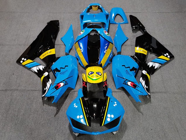 Carenagens Moto Honda CBR600RR 2013-2026 - Azul Amarelo Preto Brilhante Tubarão
