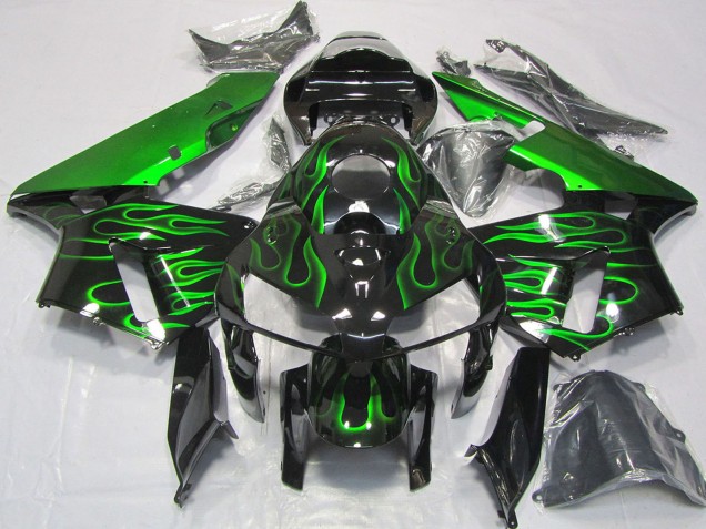 Carenagens Moto Honda CBR600RR 2005-2006 - Preto Brilhante Vibrant Verde Chama